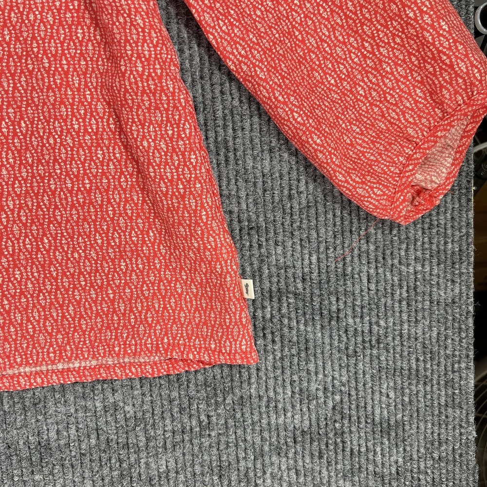 Toad&Co Shirt Womens Medium Red Button Front Lace Trim Long‎ Sleeve Blouse - Picture 5 of 13